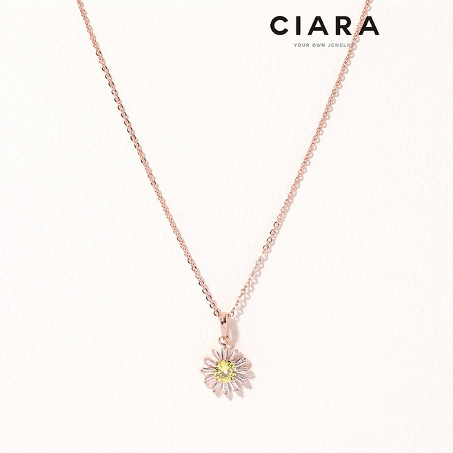 CIARA 14K Carro 데이지셰입 빅스톤 포인트 목걸이(GoldPlated)