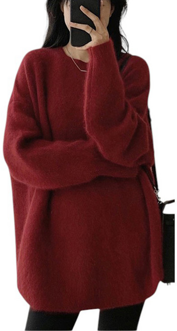 中長版圓領針織衫