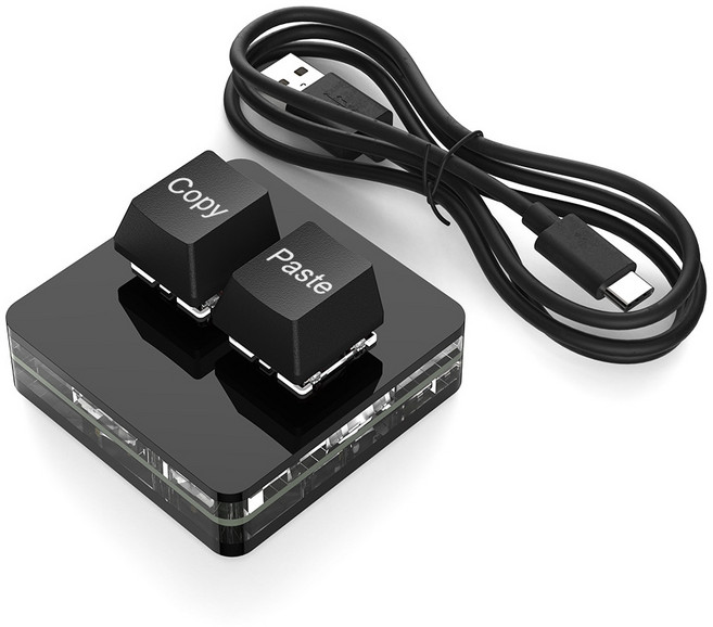 아이모 2키 단축 키보드 복붙 매크로 키보드, EK2, 블랙 영문 각인