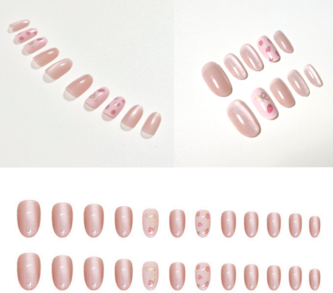 델로르 강력접착 블링블링 네일팁, 1개, 딸기 우유 마그넷