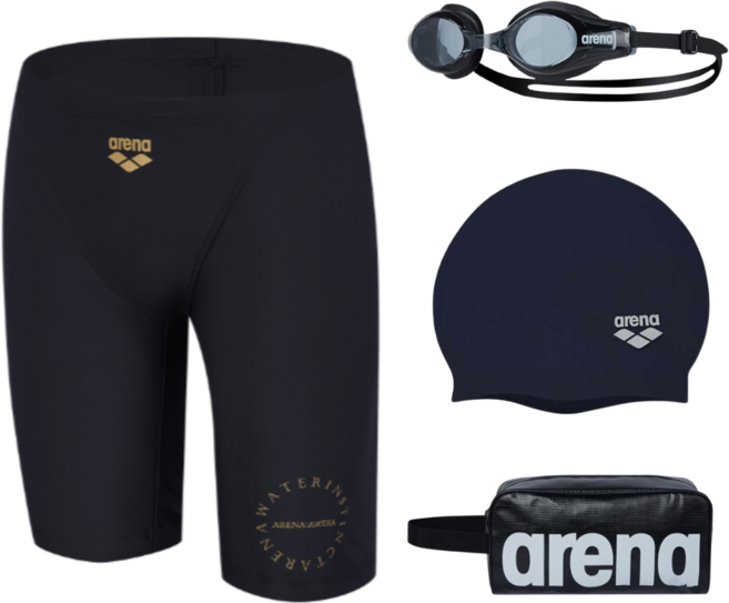 [국내정품] 아레나 애바 4부 실리콘 수모 수경 손가방 세트 / 남자 수영복 물안경 수영 모자 수영가방