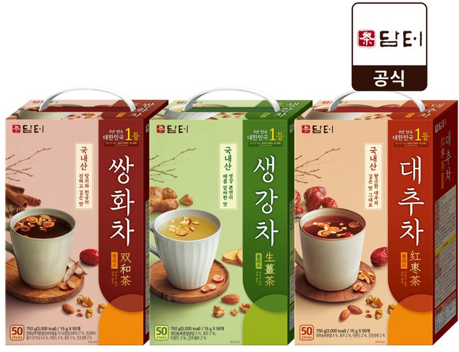 담터 전통차 쌍화차50T+생강차50T+대추차50T, 15g