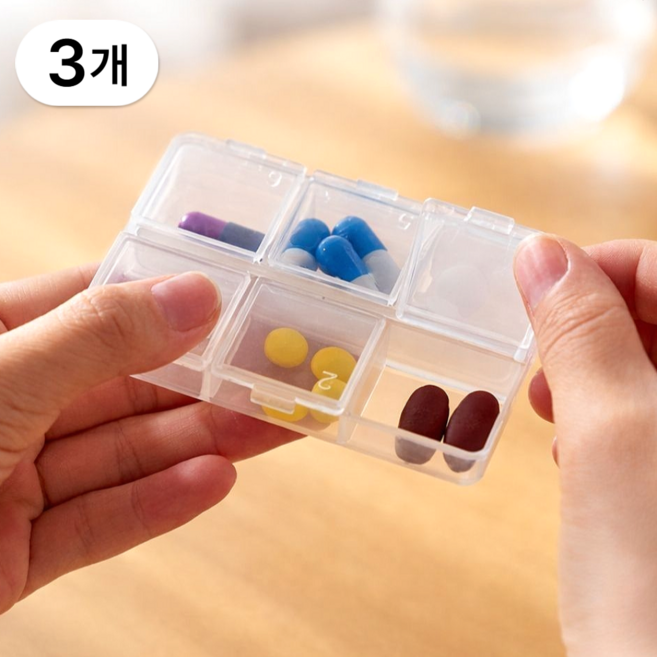 누픽 국산 휴대용 알약 케이스 투명 미니 약통, 3개