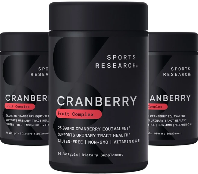 스포츠리서치 크랜베리 컨센트레이트 250mg 소프트젤, 3개, 90정 - 쿠팡