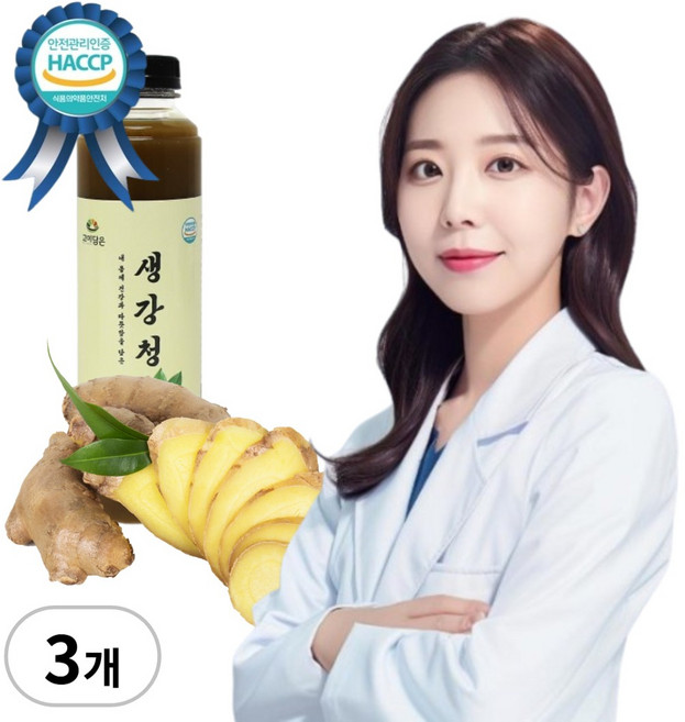 Goidameun 국내산 무설탕 도라지 생강청 생강진액 도라지착즙액 HACCP, 3개, 1개입, 500g