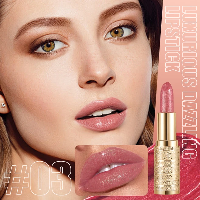 MOLIANJI 럭셔리 방수 샤이닝 립스틱 진주광택 벨벳 매트 롱지속력 워터프루프 컵자국NO 탈색NO 3종 컬러, 03#, 3.5g, 1개 - 쿠팡