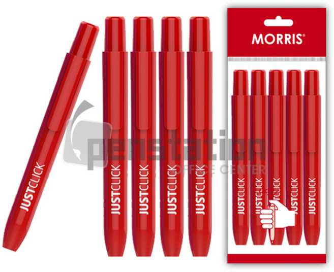 모리스 저스트클릭 노크식 유성매직 M 청/적 5개 세트(모리스 정품 블리스터 포장 케이스), 유성매직 M 레드 5개 세트