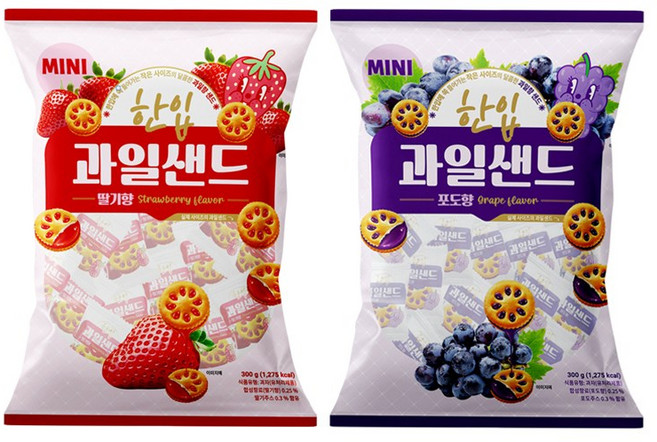 한입 과일 샌드 쿠키 2종 딸기 +포도, 2개, 300g