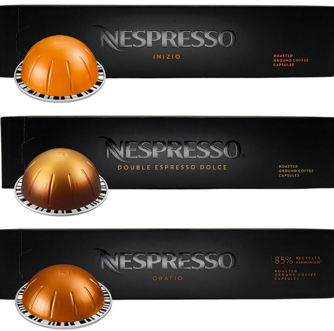 네스프레소 버츄오 캡슐커피 마일드 셋트구성 (이니지오 / 오라피오 / 돌체), 3개, 10개입, 65mg