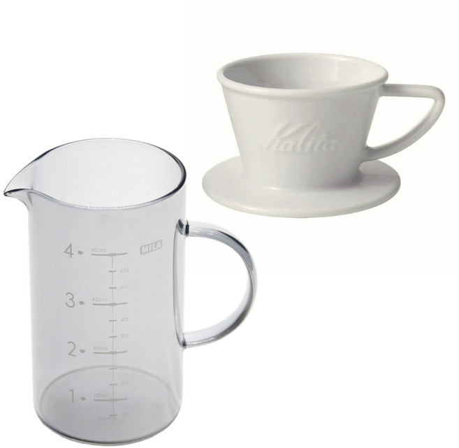 Kalita 蛋糕型陶濾杯155組合(濾杯+量杯), 白, 1個