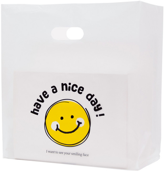 손잡이 비닐쇼핑백 선물 다용도 포장 봉투 HD 스마일 대, 100세트