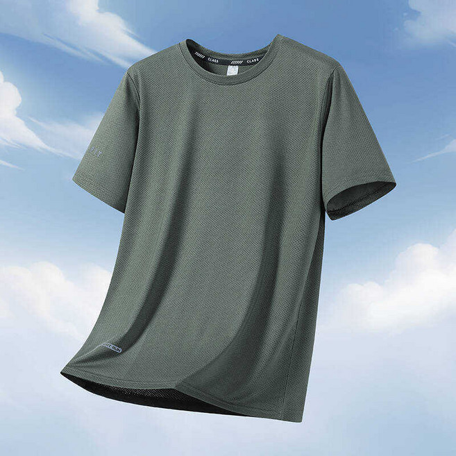 男士加大尺碼圓領網眼T恤 XL-12XL 夏季輕薄透氣吸濕排汗運動休閒短袖上衣