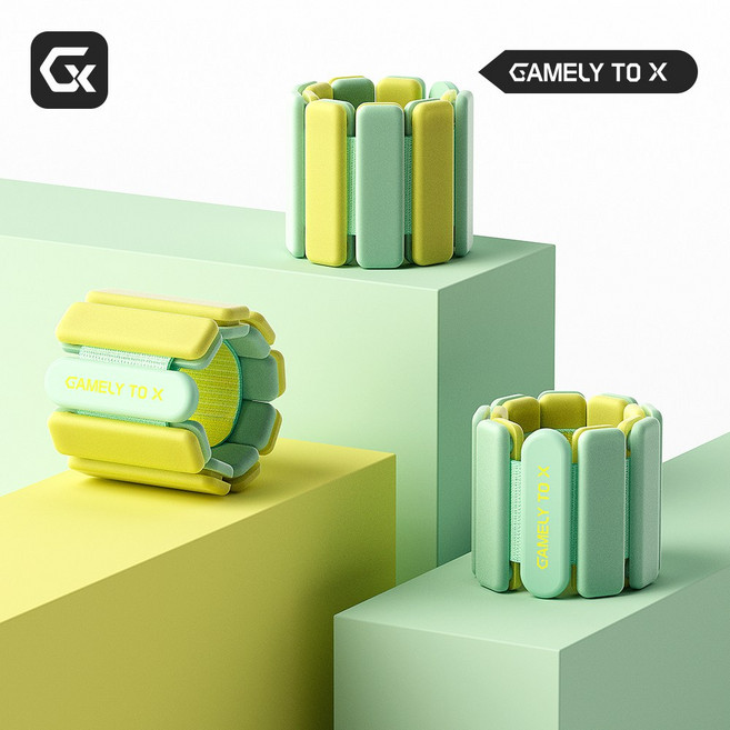 GX 손목 발목 중량밴드 무게 조절 모래주머니, 1000g, 옐로우/라이트 그린