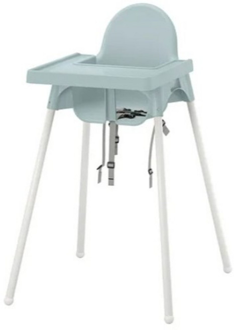 IKEA ANTILOP 高腳餐椅, 灰藍座椅 高白腳 附餐盤 整組