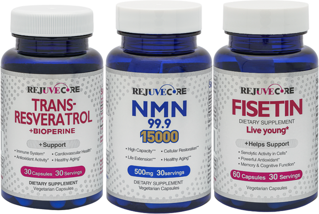 리쥬브코어 고용량 고순도 NMN 15000 FISETIN 피세틴 트랜스 레스베라트롤 TRANS-RESVERATROL 1개월분, 3세트, 60정