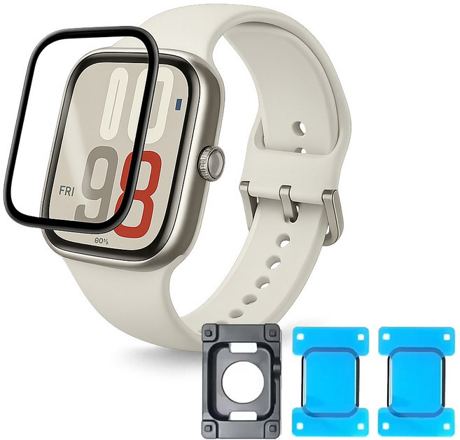 [부착가이드 포함] 샤오미 레드미워치5 라이트 액티브 3D 풀커버 액정보호필름 굴곡까지 완벽커버 누구나 손쉽게 부착!, 2매입