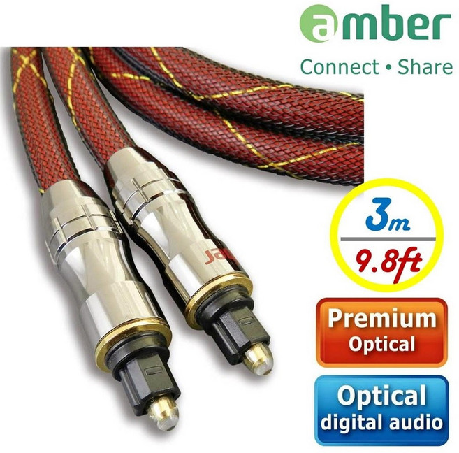amber 極高品質光纖數位音訊傳輸線 Toslink S/PDIF Cable - 3m, 1個