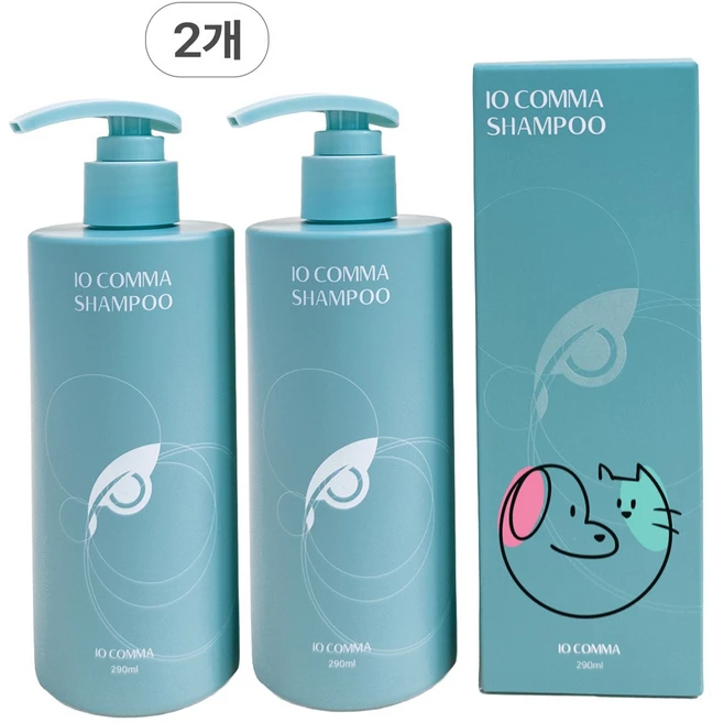 아이오콤마 PDRN 천연 저자극 고보습 비듬 각질 습진 강아지 샴푸, 2개, 290ml - 쿠팡