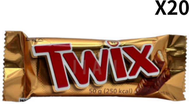트윅스 싱글 25개입/1곽/초코바/초콜릿/twix, 48.5g, 20개