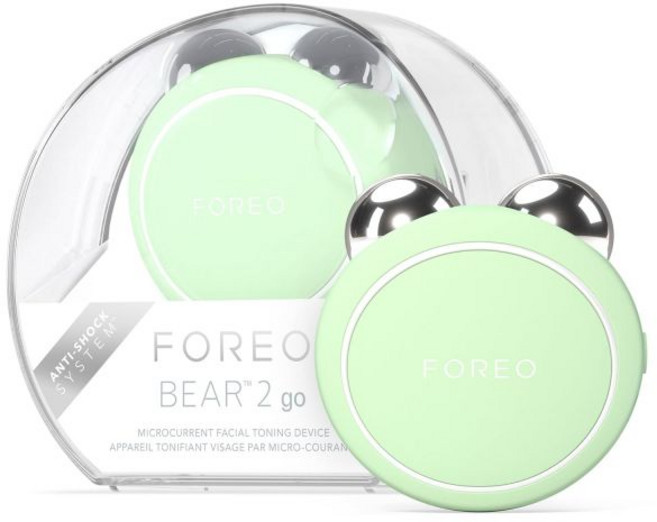 FOREO 포레오 Bear 2 go 휴대하기 편리한 마이크로커런트 페이셜 기기 주름 개선 안티에이징 얼굴 윤곽 즉각적인 리프팅 효과 탄력 관리 간편한 스킨케어 피스타치오 향 2, Pistachio, 1개