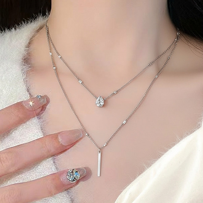 여성 파티 행사 레이어드 팬던트 드롭 체인 목걸이 A2135
