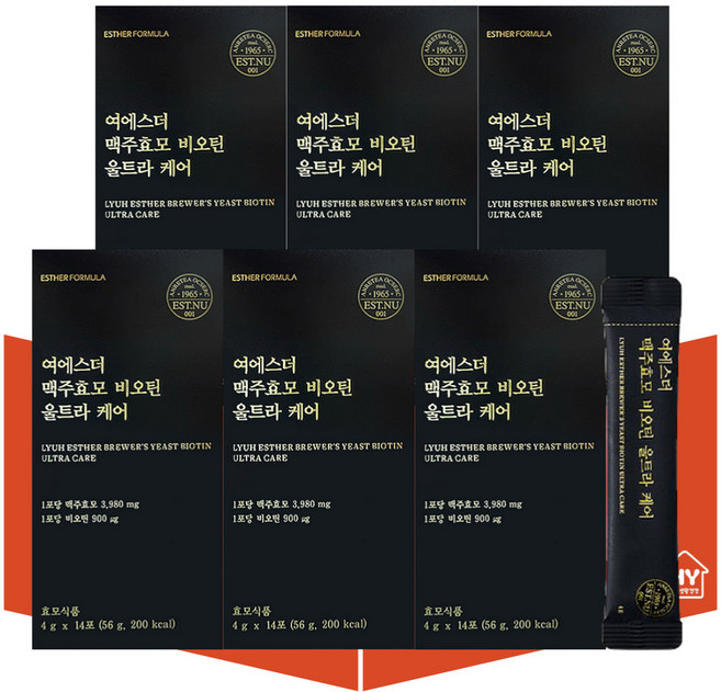 풍성한 자신감 여에스더 맥주효모 비오틴 울트라 케어 비타민 B군 국내산 블랙푸드 아누카 사과 관리 효모 배합 40대 50대 60대 추천 선물 방송 라이브 홈쇼핑 TV 티비, 56g, 6개