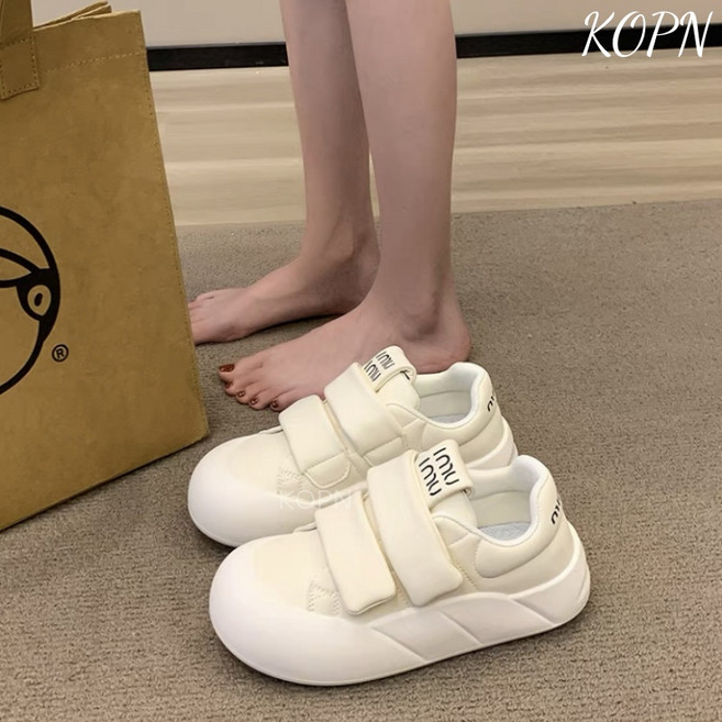 KOPN 여자 신발 출근 오래 서 있어도 피곤하지 않다 발 작업화 여자 검은색 봄 가죽 방수 미끄럼 방지 소프트 바닥 운동화