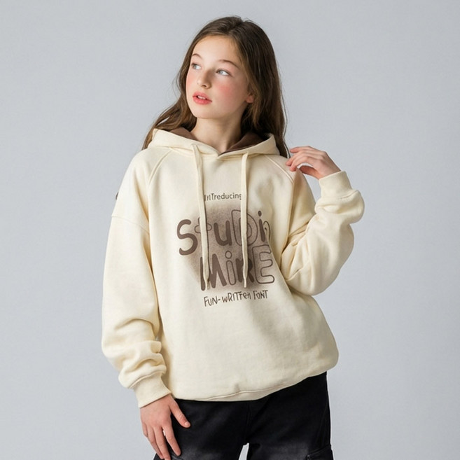 주니어 아동 봄가을 스튜디오 오버핏 후드티