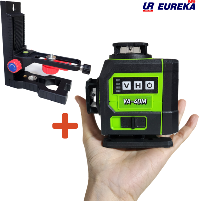 유레카 미니 레이저 레벨기 수평기 VA-4DM+L자 브라켓 UR-BK2 세트 황부장, 1개