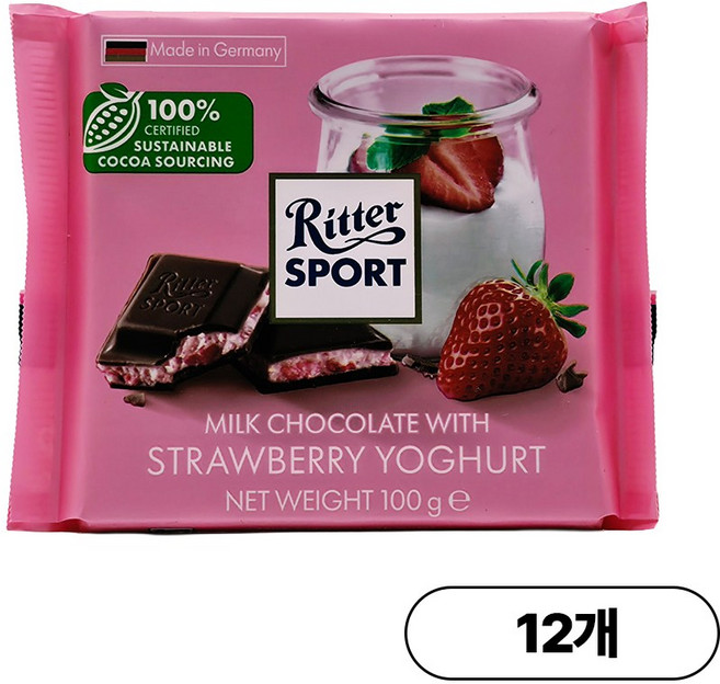 리터스포트 딸기요거트 초콜릿, 100g, 12개