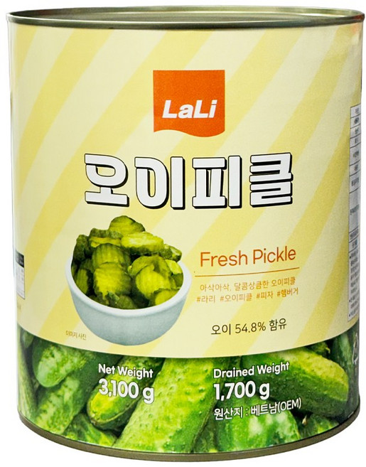 푸드올마켓_ 라리 오이피클 슬라이스 3.1kg /물결무늬, 1개