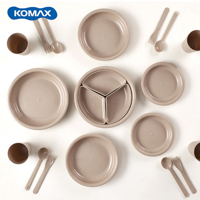 코멕스 캠핑식기세트 나들이 피크닉 접시+스푼+포크+컵+가방, 1개