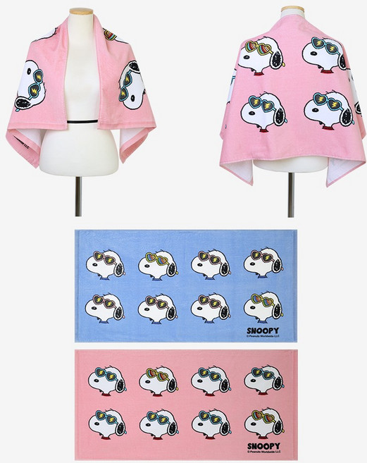 송월타월 스누피 선글라스 비치타월 50 x 100 cm, 핑크, 1개