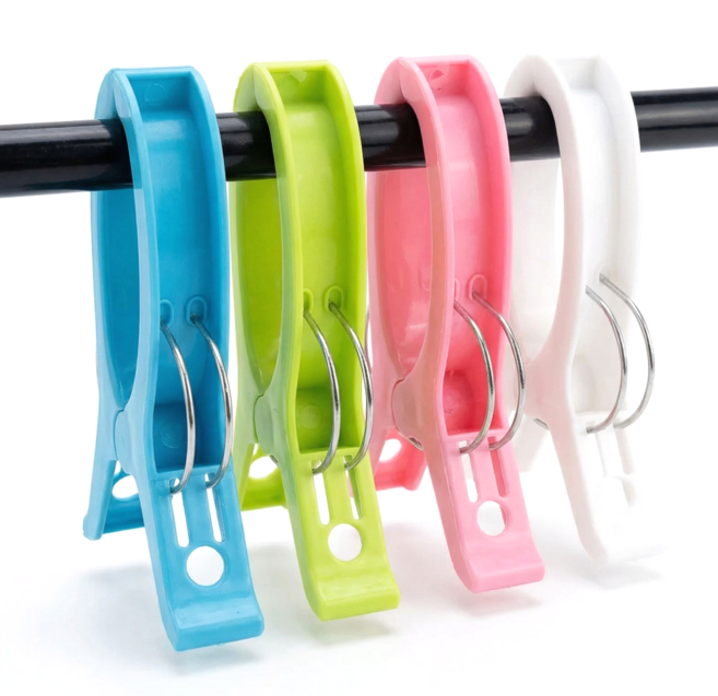 마루오피스 다용도 특대 빨래집게 강력고정, 혼합색상, 4개