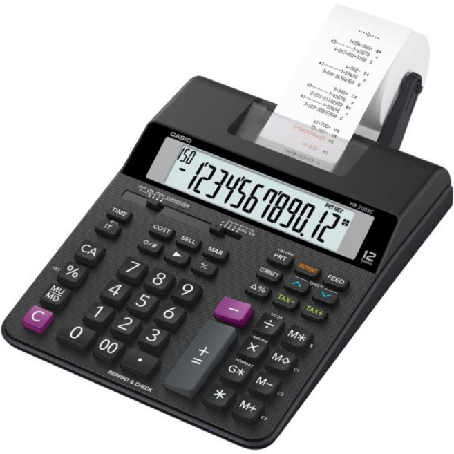 Casio HR-200RC - 듀얼 컬러 인쇄 및 150단계 확인 기능이 있는 데스크톱 인쇄 계산기 | 비용판매마진 세금 및 캘린더 | 새로운 버전의 HR-150TM | 회계, Casio HR-200RC - 듀얼 컬러 인쇄 및 15