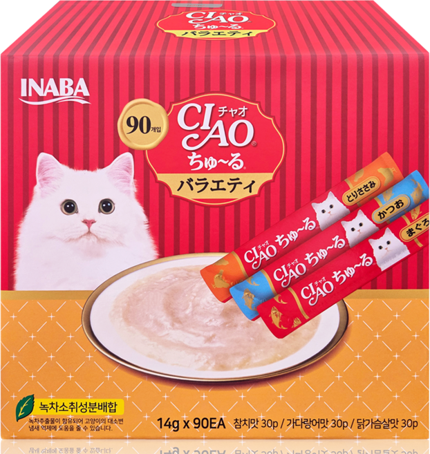 챠오츄르 대용량 90P 코스트코 고양이 츄르 간식 버라이어티 반려묘 차오추르 90P, 혼합맛(참치/가다랑어/닭가슴살), 14g, 90개