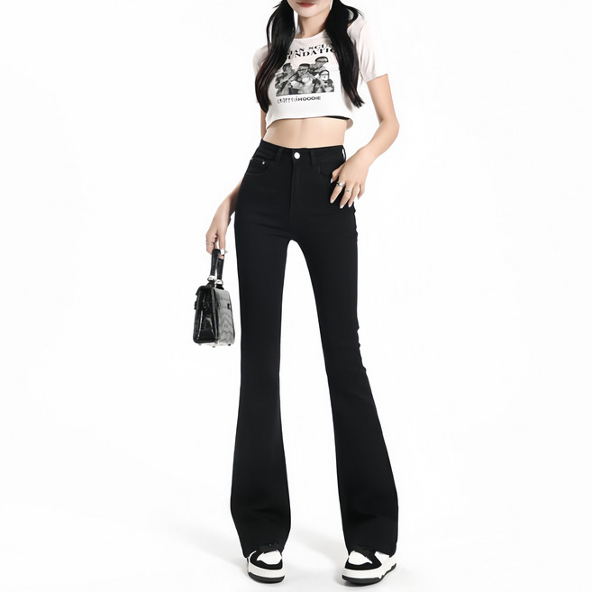 VIISHOW 여성 하이웨스트 스판 부츠컷 청바지 스키니 팬츠