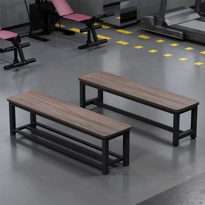 【格森】木質長條凳 戶外長板凳 更衣室坐凳 商場換鞋凳 放鞋凳子, 灰橡木+黑架【加厚板材】,單層長80*寬35*高45cm, 1個