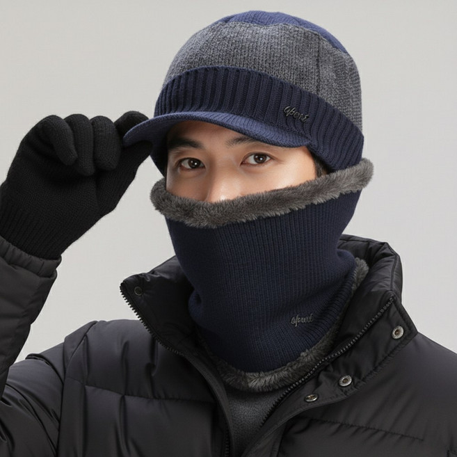 제로아 겨울 방한 귀마개 모자 넥워머세트