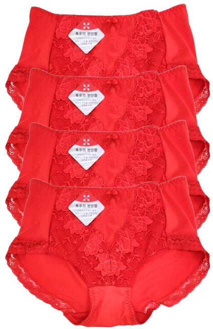 인유어스 자수 레이스 부인용 맥시팬티 빅사이즈 예쁜 팬티 4종세트