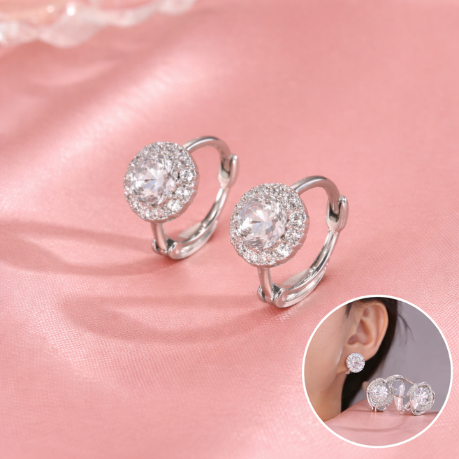 COCOYOU 여성 14K 도금 심플한 라운드 다이아몬드 귀걸이 RLA-77
