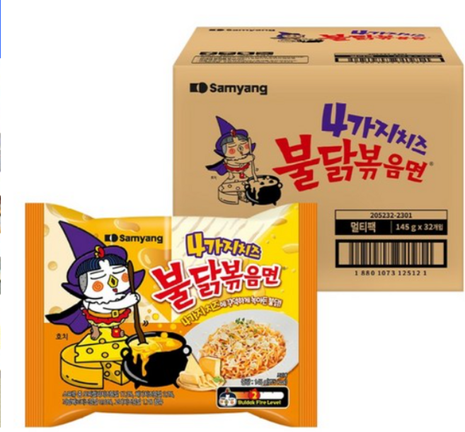 불닭볶음면 4가지 치즈 145g, 4개