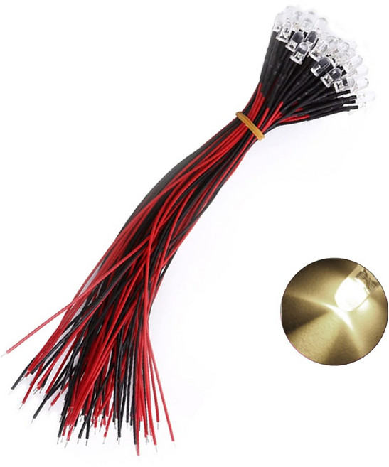 220V 저항내장형 3파이 LED 웜화이트 표시등 와이어 케이블 일체형 콘센트 스위치 배전반 전원표시 DIY 전기부품, 10개