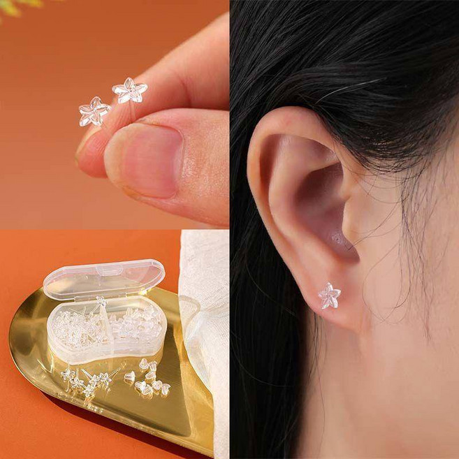 醫用級耳釘耳棒 養耳洞適用 防堵塞耳棒 隱形耳棒 304材質, 1個, 6根樹脂花型耳棒+耳堵