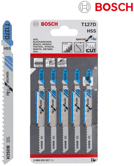 보쉬 직소날 T127D 100mm 1팩 5개 금속용 알루미늄 메탈 직소기 직쏘