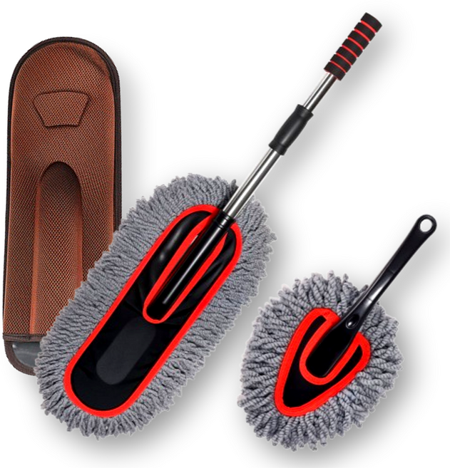 카르지누 스크래치방지 극세사 차량 먼지털이개 대형 + 소형 + 케이스, 1세트