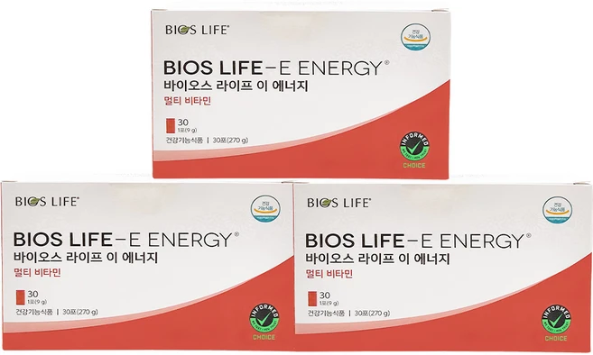 유니시티 바이오스 라이프 이에너지 E 에너지 멀티비타민 30포 3개, 270g, 3박스 - 쿠팡