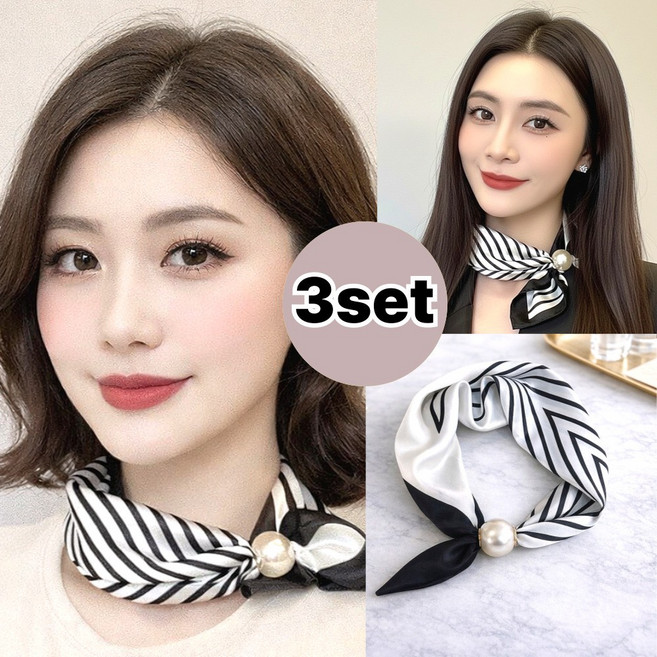 루나뷰링 여성 쁘띠 자석 미니 스카프 3종 세트