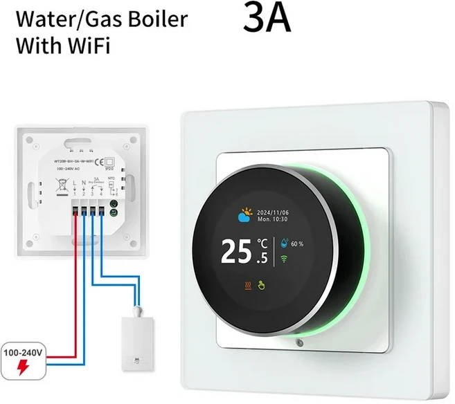 AVATTO 투야 와이파이 스마트 노브 온도조절기 전기 바닥 난방 물 가스 보일러 컨트롤러 지지대 구글 홈 알, 01 WiFi WaterGas Boiler