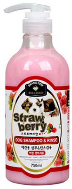 벨버드 스트로베리 반려견 샴푸 & 린스 겸용, 750ml, 3개
